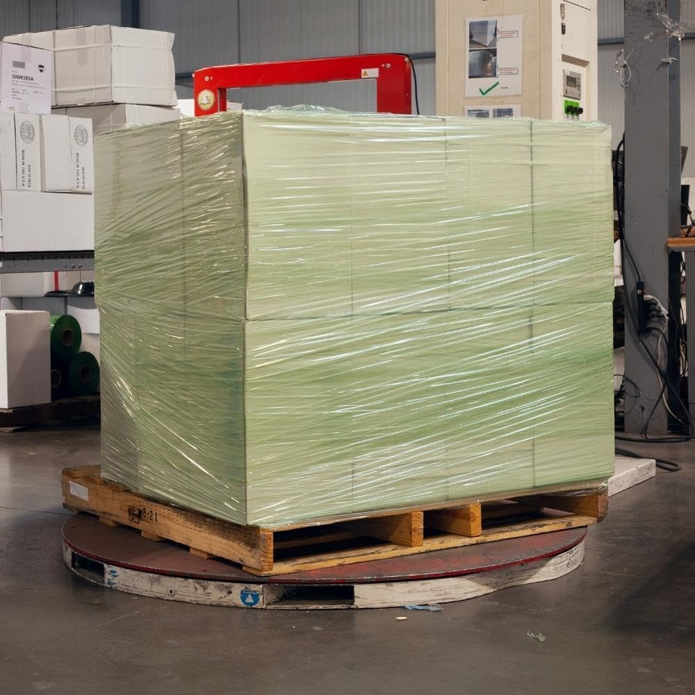 PSBM Green Stretch Wrap, 15 Inch x 1476 Feet, 72 Pack, Tinted Pre-Stretched Shrink Wrap Film for Moving, Packaging, Pallet Wrapping