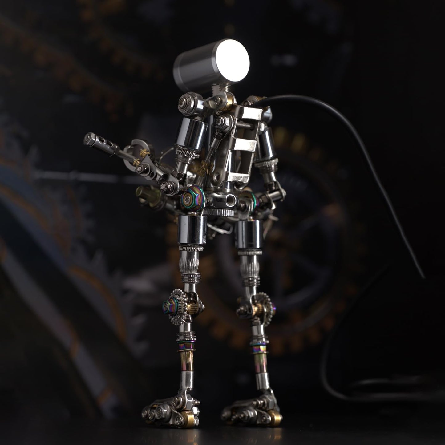 Mostarle Terminator M 3D Metal Puzzle, Arcynix DIY Mechanical Robot Model Kit, Sci-Fi Design LED Light Feature Unique Gift for Adults & Teenager (Purple)