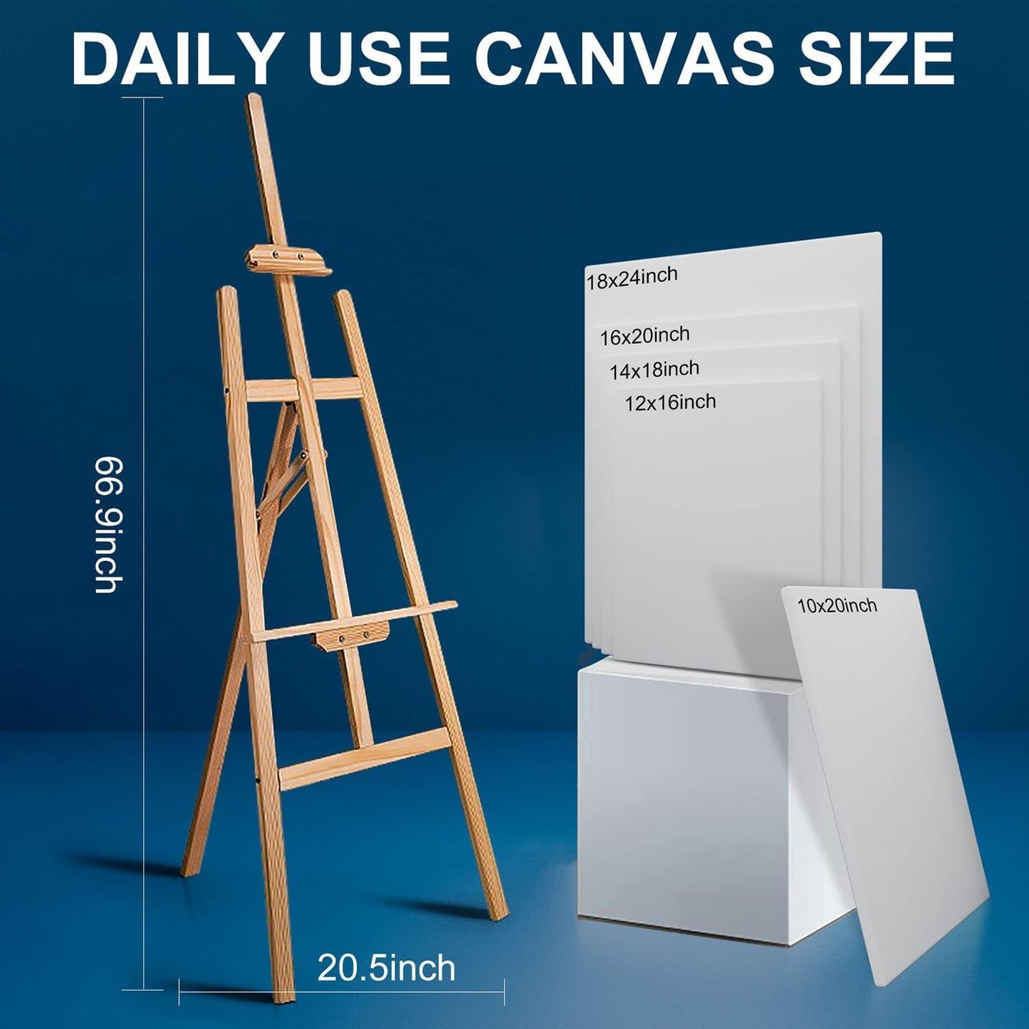 Stretched Canvases for Painting 16x20 Inch 5-Pack, 10 oz Triple Primed Acid-Free 100% Cotton Blank Canvas, Rectangular Canvas for Oil Paint Acrylics Pouring & Wet Art Media, Pour Painting