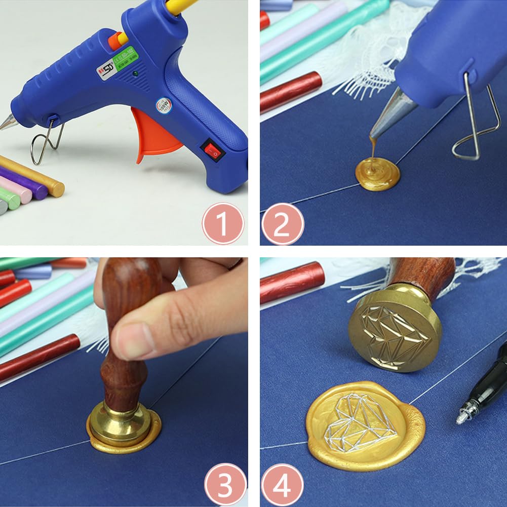 30 Pieces 7mm Sealing Wax Sticks for Glue Gun,PORXFLY Mini Wax Seal Sticks Great for Seals Stamp,Cards Envelopes,Wedding Invitations,Gift Wrapping,Wine Packages (Greenish Gold)