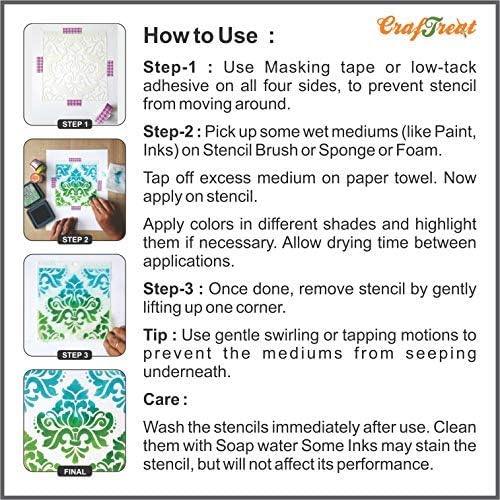 CrafTreat Reusable Wood Decor Stencils for Painting on Wood, Canvas, Paper, Fabric, Floor, Wall and Tile - Tree Bark - 6x6 Inches - DIY Art and Craft Stencils - Tree Bark Stencil