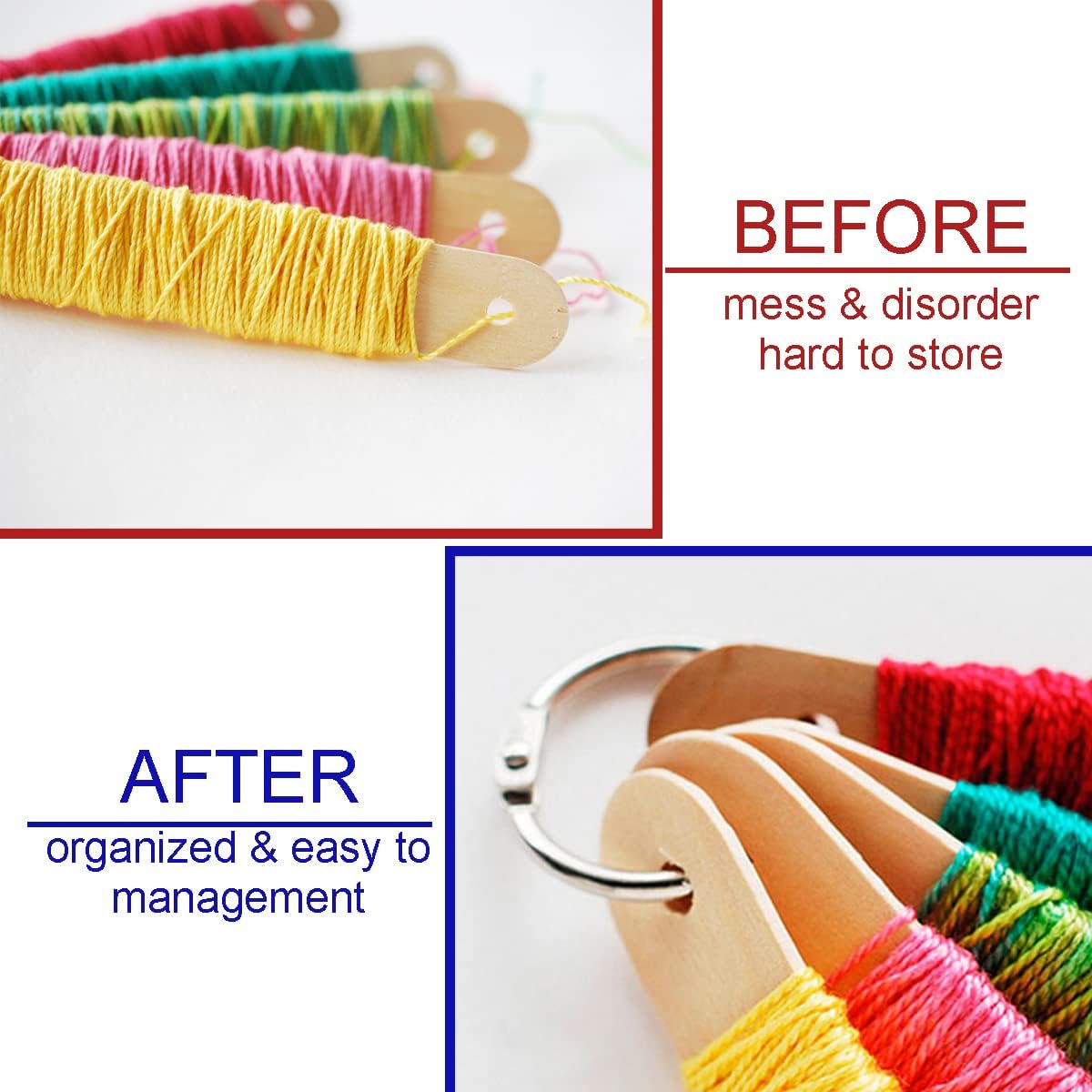 CooBigo Loose Leaf Binder Rings 1 Inch Metal Book Ring Clip for Index Card, Flashcard, Shower Curtain, DMC Embroidery Floss Organizer, Key Chain - Silver(50 Pack)