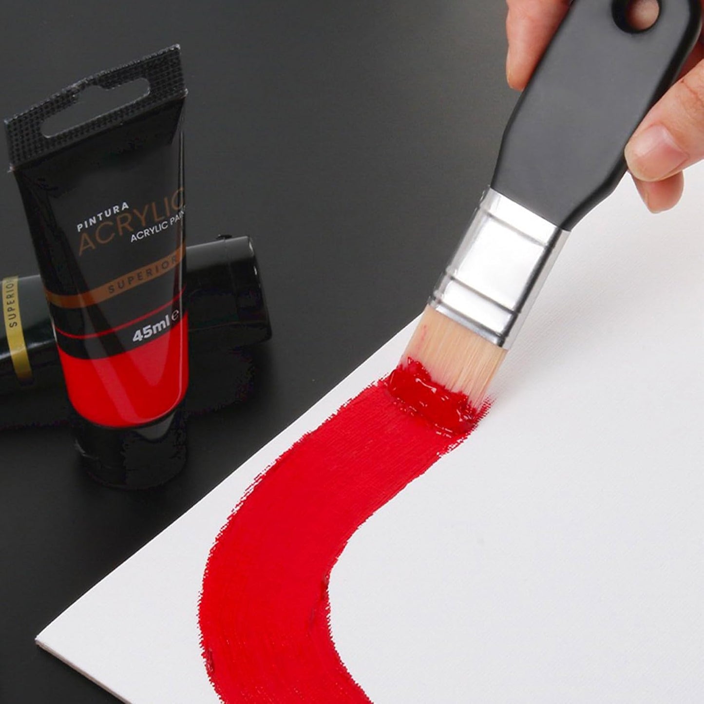 2 PCS Flat Paddle Paint Brush Set, Nylon Painting Brushes for Acrylic, Oil, Paint, Varnishes, Watercolor, Painter, Students, Artist and Watercolor Brushes Paints (1''&2'')