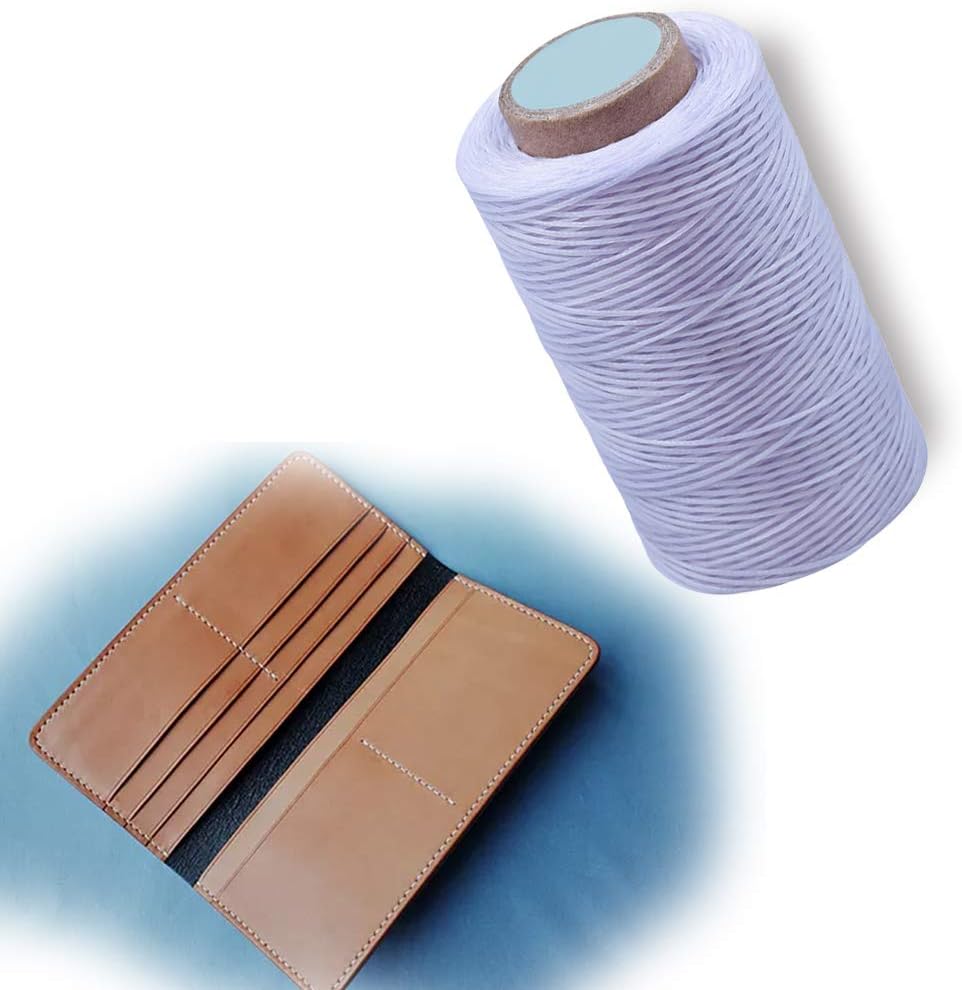 284 Yards Waxed Thread, 210D Heavy Duty Upholstery Wax Thread for Leather Sewing, 0.8mm Flat Waxed Linen Cord for Bookbinding/Shoe Repairing/Leather Projects
