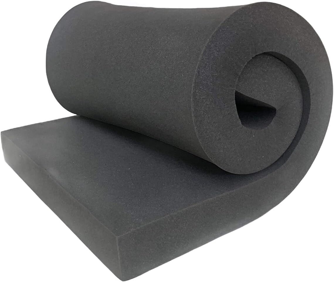 GoTo Foam 2" x 24" x 72" Black Upholstery Foam Sheet - 1.8 Density, Firm (44 ILD), Open-Cell Polyurethane - Cushion Replacement, DIY, Soundproofing