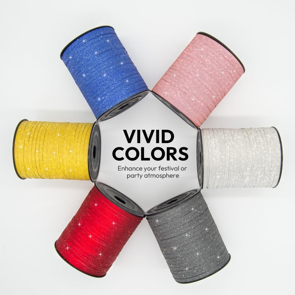 KMER LIFE Purple Glitter Curling Ribbon, 1/5" Wide x 500 Yards Christmas Curling Ribbons for Gift Wrapping, Party Decoration, Balloon String, Crafting, Balloon Ribbons for Florist Flower (1 Roll)