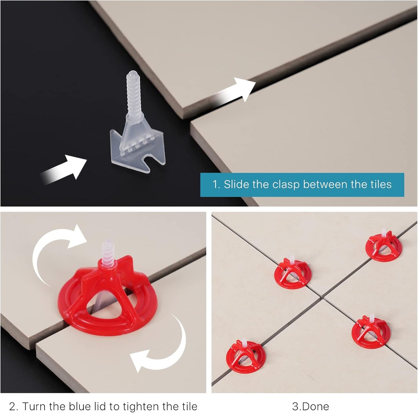 Professional Tile Leveling System Kit,Anti-Loosening Spacers/Wall, Bathroom Tiling - 1/32" Precision Alignment & Grout Spacing Tools(100caps+300base, 1/32)