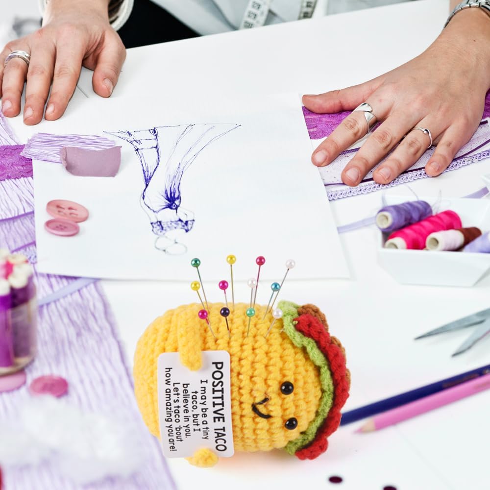 Taco Pin Cushion, Handmade Knitted Pincushions, Cute Pin Cushions Needle Holders for Sewing Quilting Accessory, DIY Crafts or Patchwork Decor