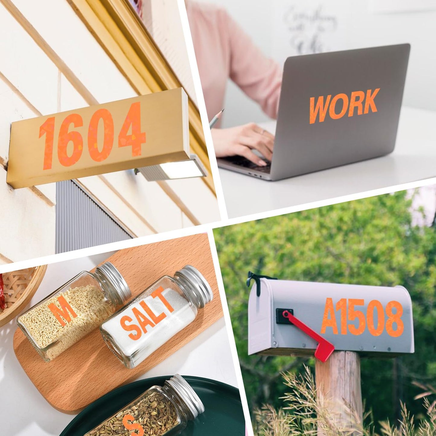 Starboling Letter Stickers,2 inch 8 Sheets Orange Alphabet Sticker,Self Adhesive Vinyl Letter Stickers Mailbox Numbers,for Arts Crafts Outdoor Sign Poster Mailbox Sign Doors Mailboxes Car Truck