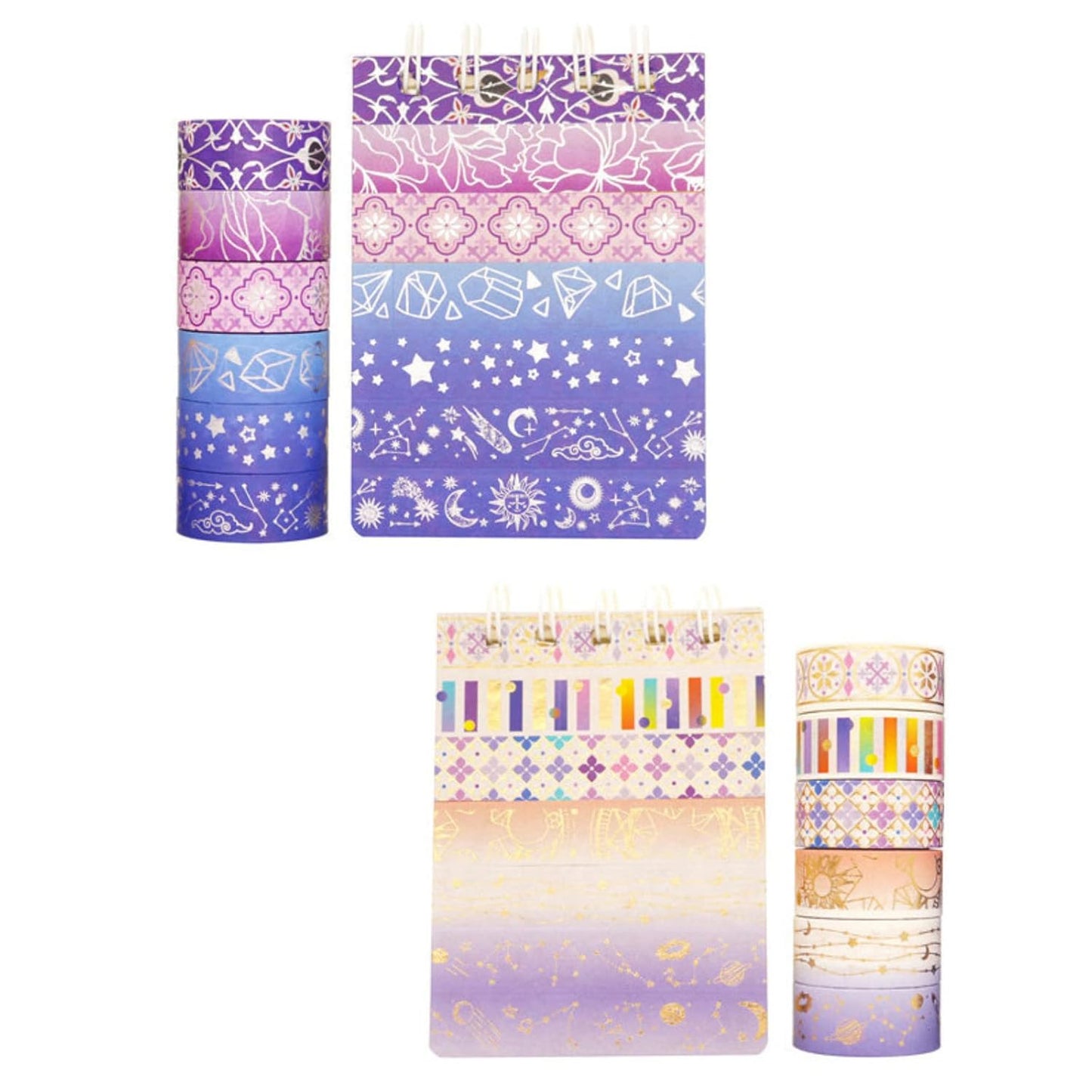 12 Rolls Galaxy Washi Tape Set Bronzing Starry Night Decorative Masking Tape for Scrapbooking, Bullet Journal, Planner, DIY Crafts, Gift Wrapping