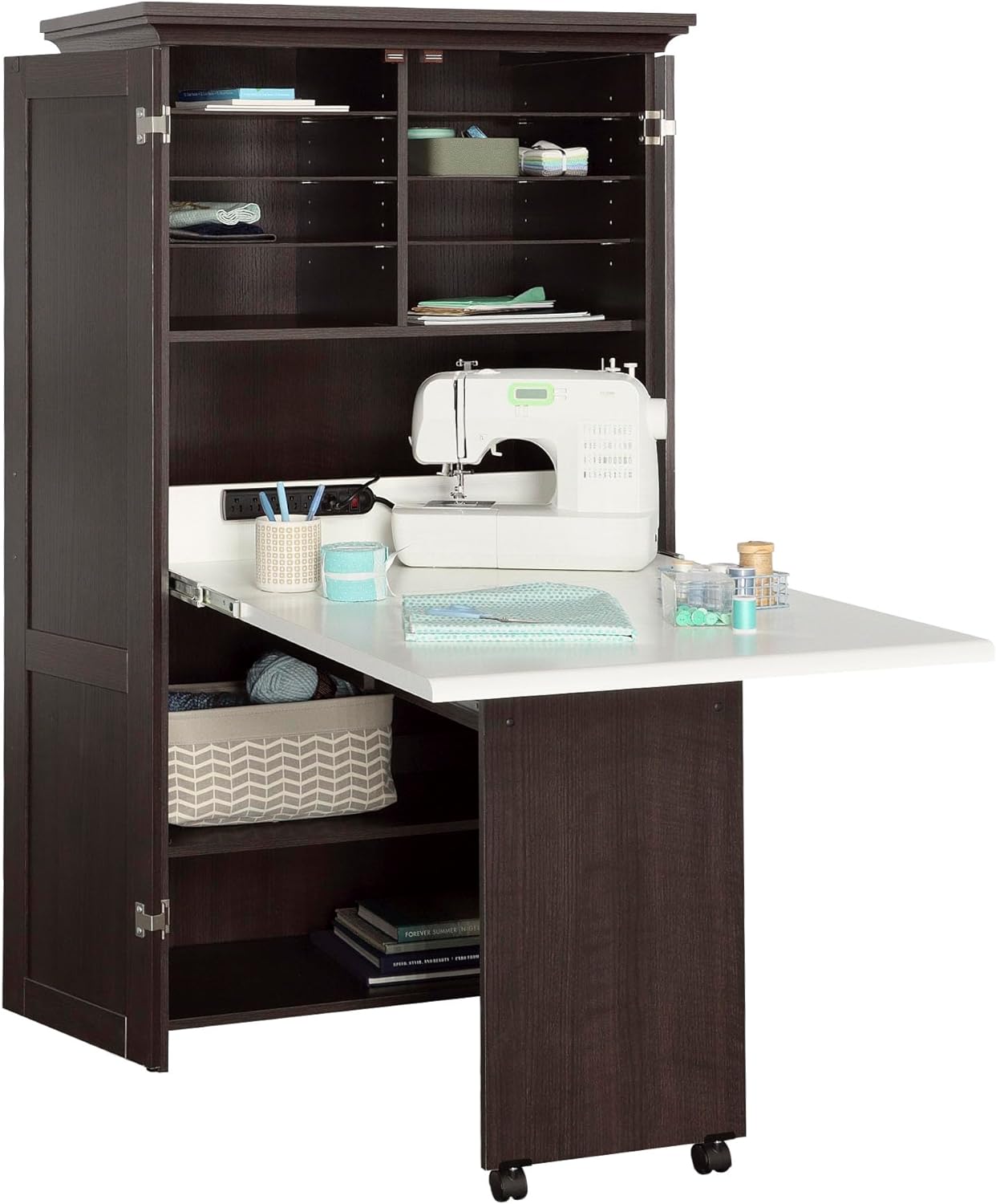 Sauder Miscellaneous Storage Craft & Sewing Armoire, Dakota Oak Finish