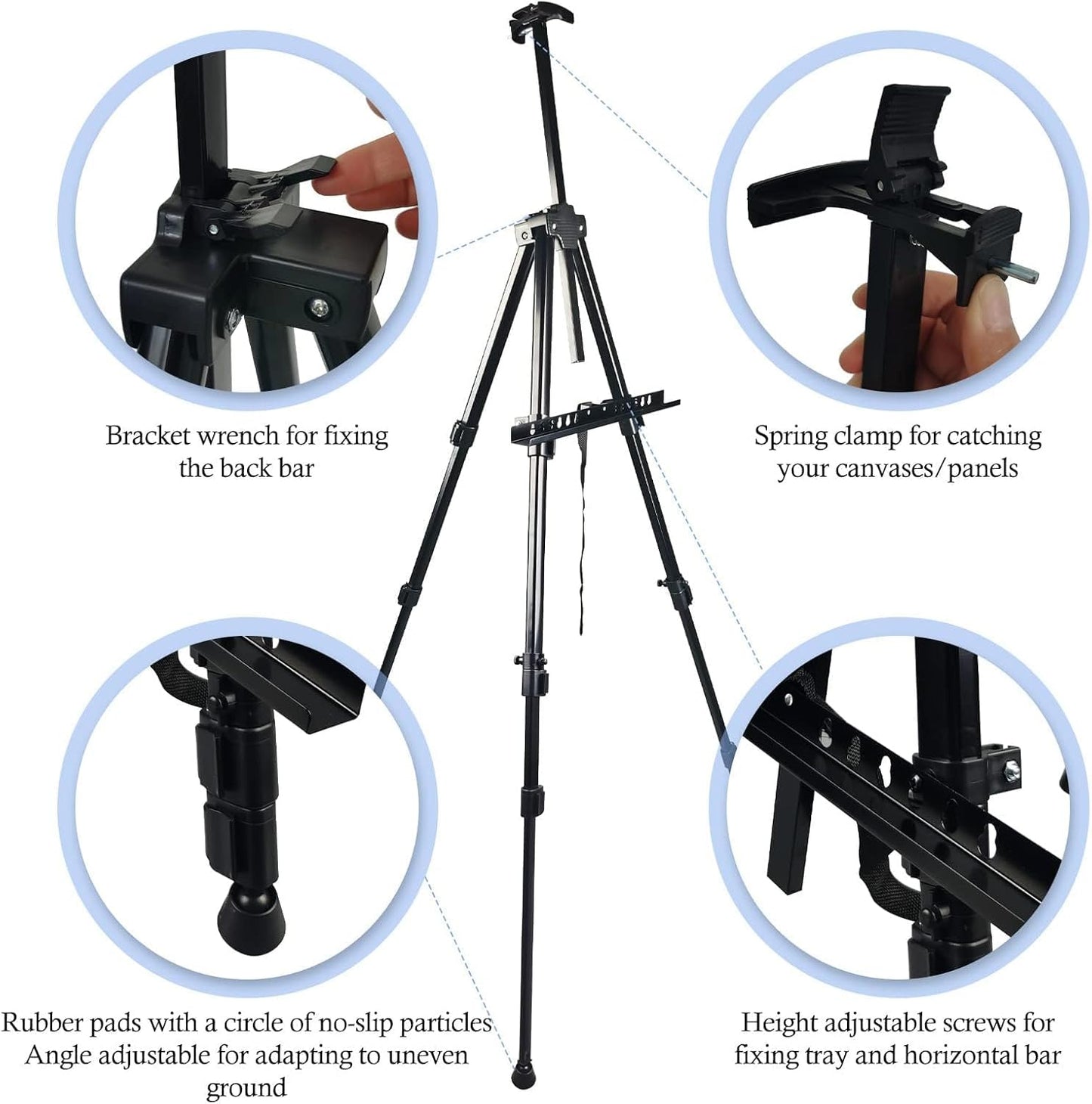 Art Easel Stand for Painting Canvases - 66-Inch Adjustable Metal for Adults Tabletop & Outdoor Use - Lightweight Portable Easel for Displaying & Drawing - Sturdy,4-Pack.