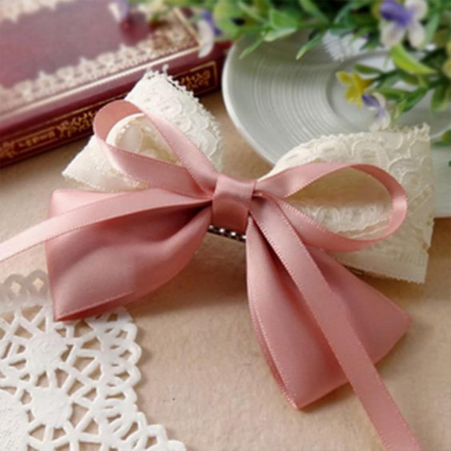 1/4" X 100 Yards Dusty Rose Satin Thin Ribbon Solid Color Double Faced Ribbons Perfect for Crafts Wedding Decor Bow Making Arts Sewing and More