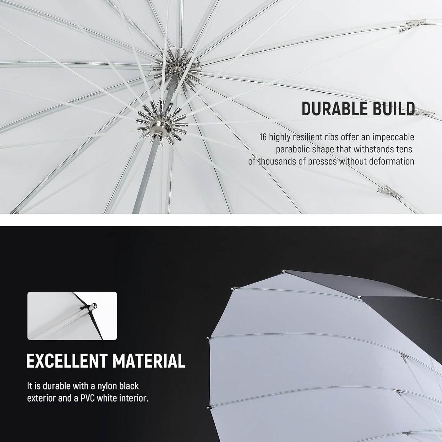 NEEWER 71"/180cm Parabolic Reflective Umbrella Photography with White Inner, Soft Lighting with Diffuser Cover, Bag, Quick Fold for Camera Photo Studio Video Light Shooting Monolight Flash, NS4U