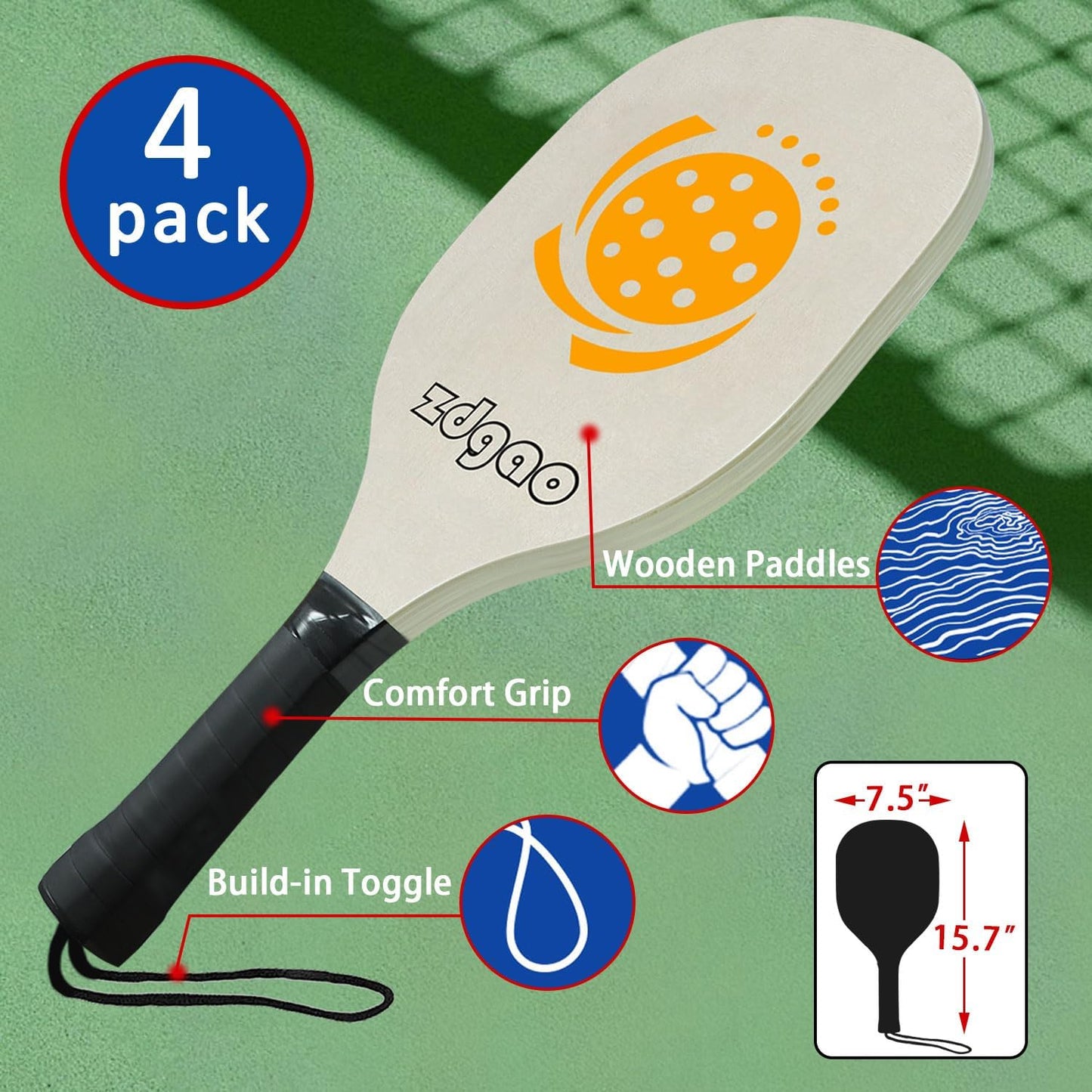 Zdgao Pickleball Set with Net for Driveway, 22 FT Regulation Size Pickle Ball Net Set with Pickleballs, Court Markers and Carry Bag, Steady Metal Frame for Outdoor, Indoor Court