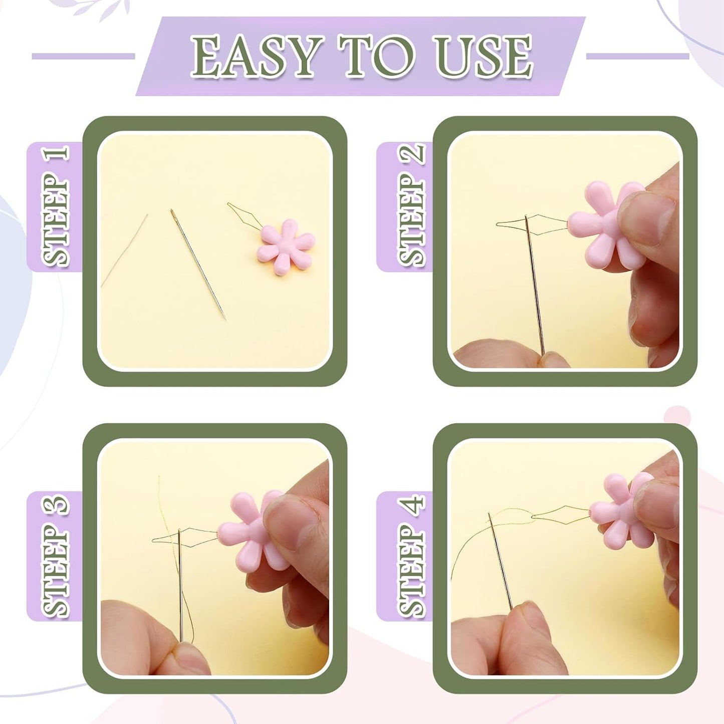 KAQRHFT 50 PCS Needle Threaders, Fish Mouth Sewing Machine Needle Threader, 5 Types Simple Needle Threader Tool for Needle Work, Sewing Machine, Embroidery Floss with Clear Storage Box