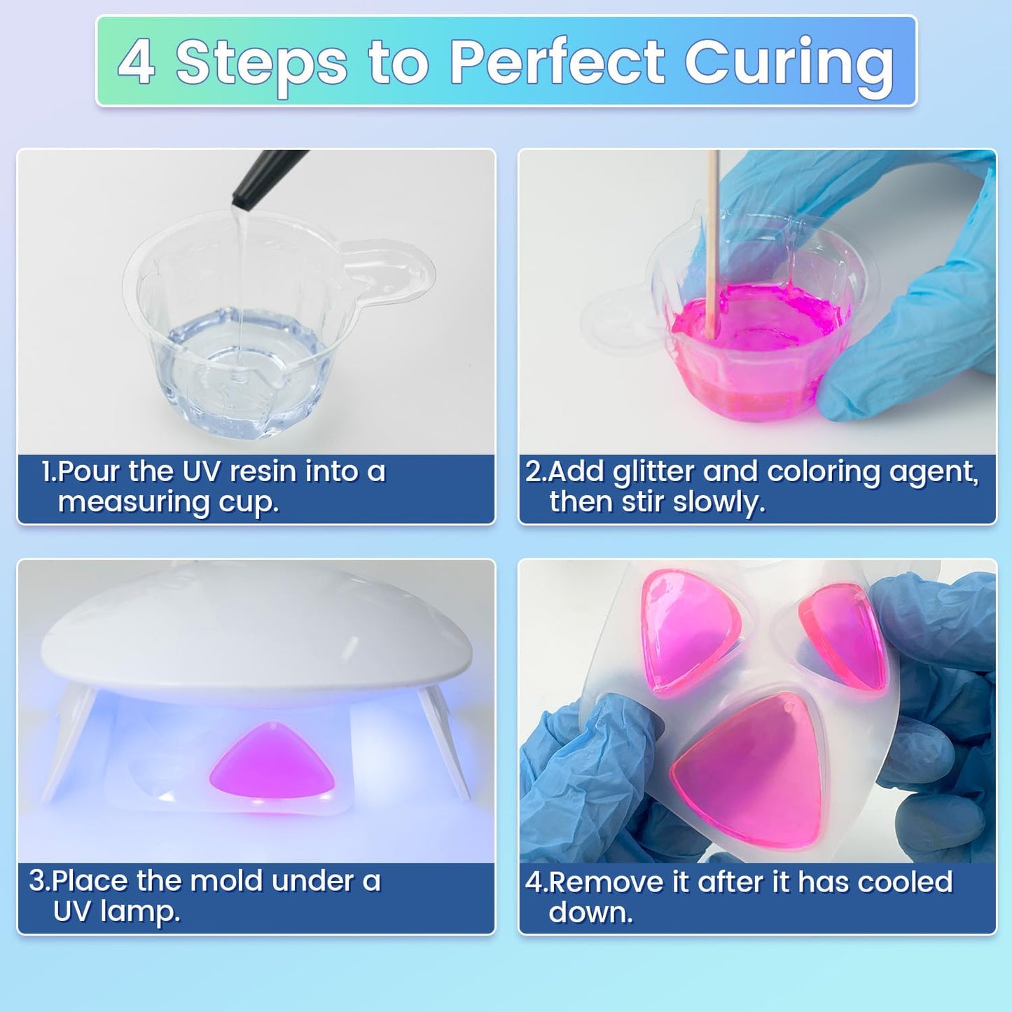 Texpoxica UV Resin 500g-Upgraded UV Resin Kit, Hard Type Crystal Clear Fast Curing UV Epoxy Resin for Craft Jewelry Making