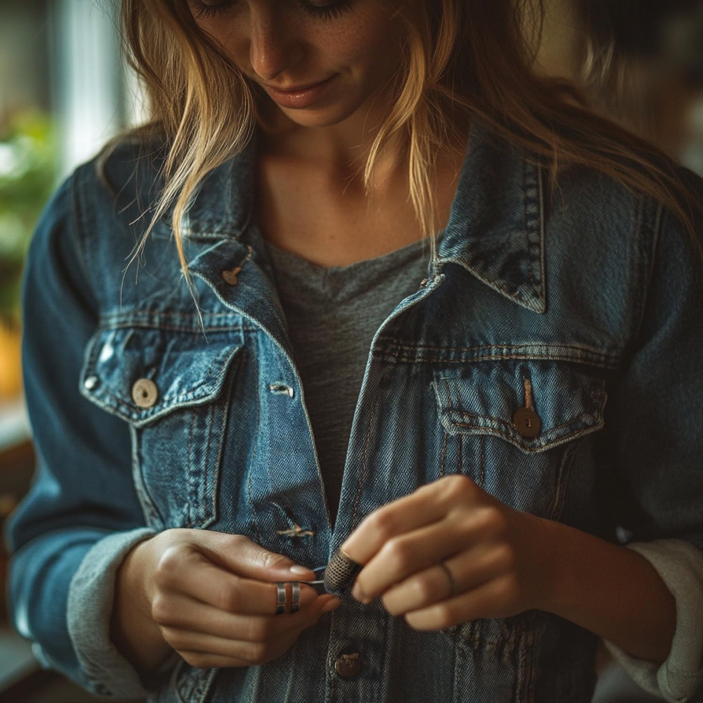 FR 4 Pack (2 Sizes, S/M) Sewing Thimble Finger Protector, Adjustable Finger Metal Shield Protector Pin Needles Sewing Quilting Craft Accessories DIY Sewing Tools Needlework Copper