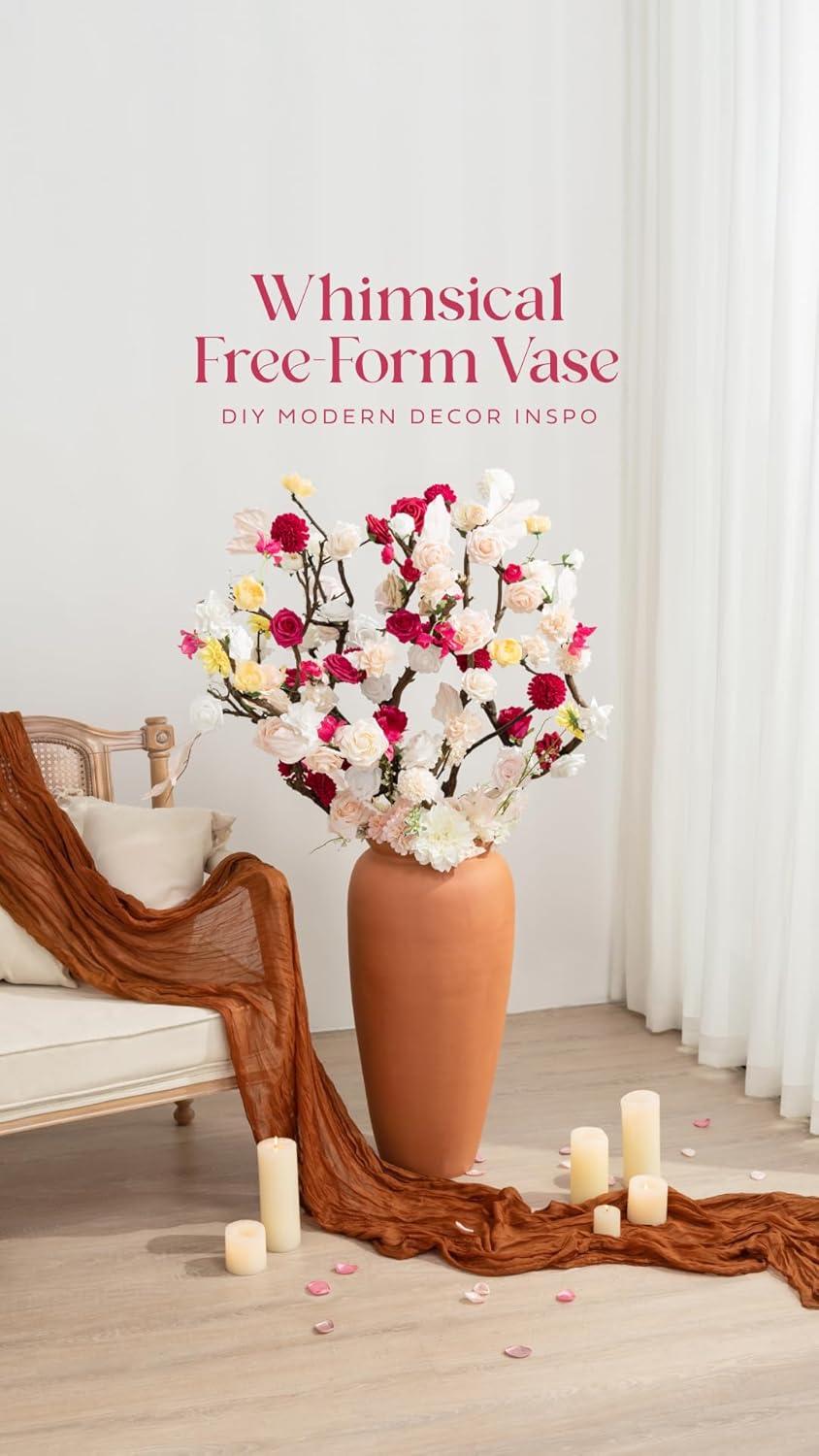 Ling's moment Dahlia Foam Artificial Real Touch Faux Fake Flowers for Home Decor Graduation Baby Shower Decorations Outdoors Party Favors Wedding Gifts Centerpieces Arrangements 25pcs (Hot Pink)