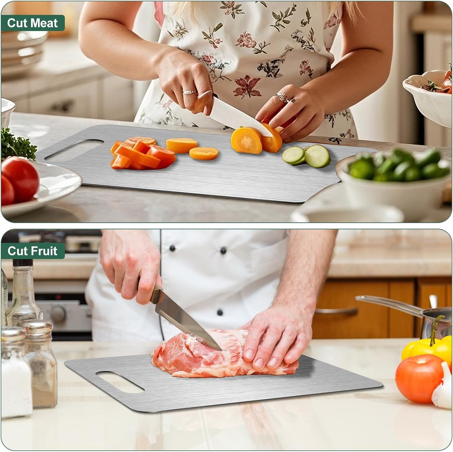 Titanium Cutting Board Set of 3,Premium Non-Slip,Food-Grade,Knife-Friendly Chopping Boards,Lightweight,Durable,Dishwasher Safe,Ideal for Meat Vegetables Fruits,Kitchen and Camping Essentials (3)