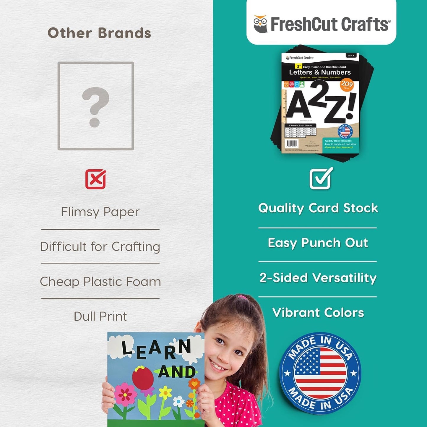 209 Pcs 3" Black Bulletin Board Letters & Numbers, Capital Letters, Numbers, Punctuation, US Made Card Stock Punch Out Letters for Poster, Bulletin Board, Classroom - Precut Letters & Numbers