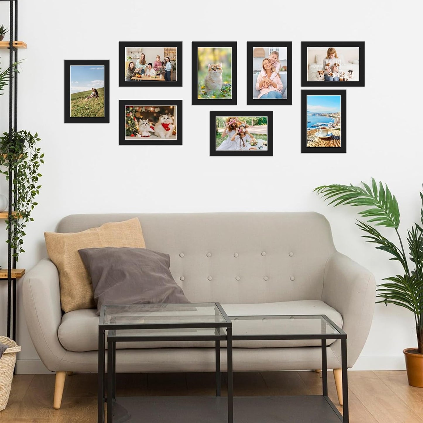 Prudiut 15 Pack 5x7 Black Picture Mats, Frame Mattes for 4x6 Pictures Display Photo Frame Mat Core Bevel Cut Mat Board Show Kit for Photos, Prints, Artworks