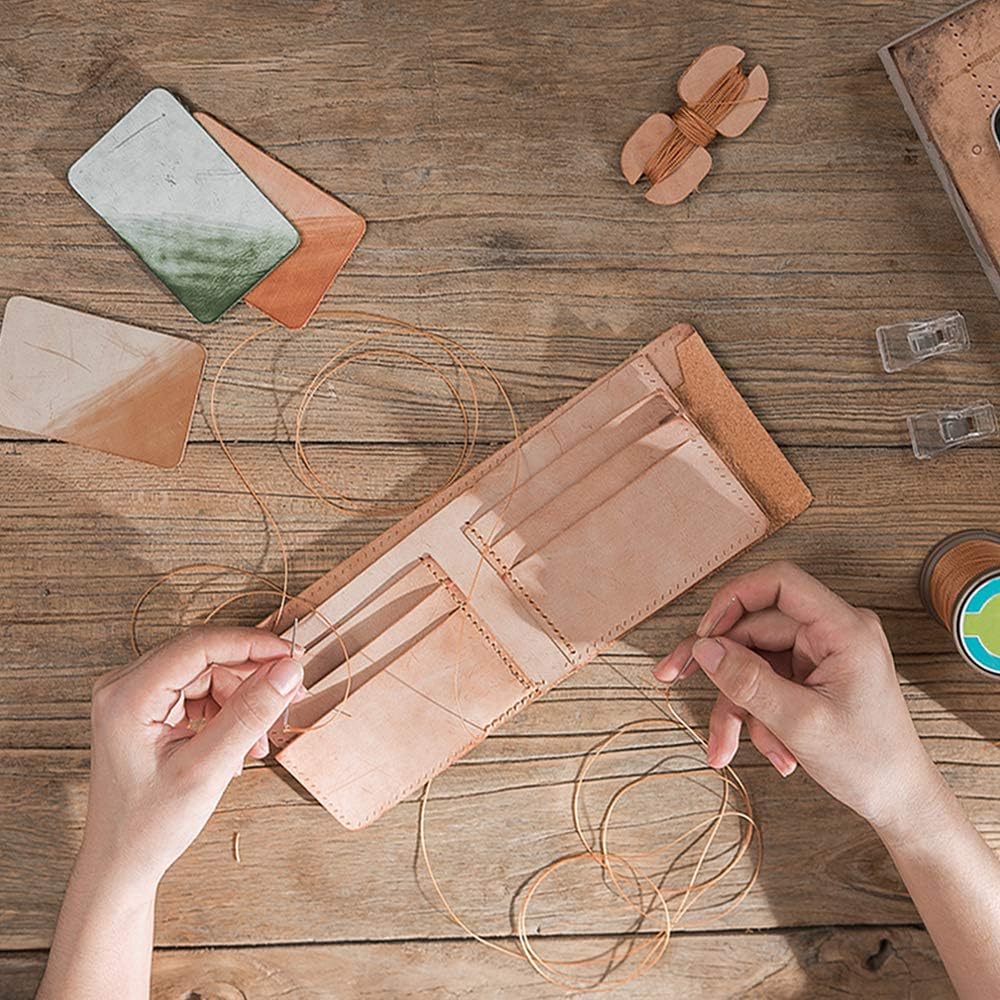 284 Yards Waxed Thread, 210D Heavy Duty Wax Upholstery Thread for Leather Sewing, 0.8mm Flat Waxed String for Bookbinding/Shoe Repairing/Leather Projects