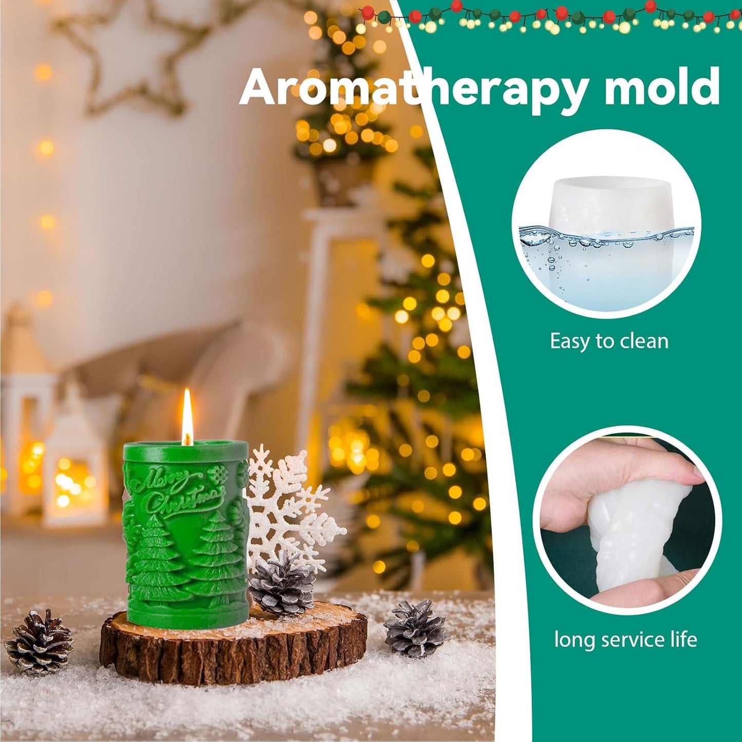 Christmas Candle Silicone Molds, 3D Candle Molds for Candle Making, Silicone Epoxy Resin Mold, Ornament Mould for DIY Wax Scented Candle Soaps Art Craft Cake Chocolate Home Decor(846)
