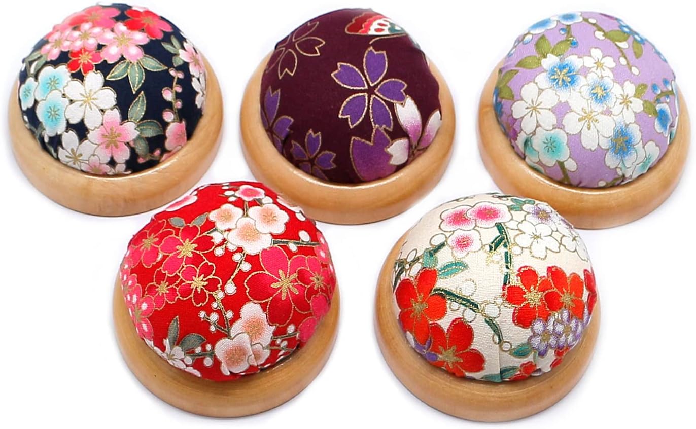 Fbshicung Pin Cushions Sewing Needle Cushion Holder Band Wearable Pincushions for Sewing (Japanese Flower 4)