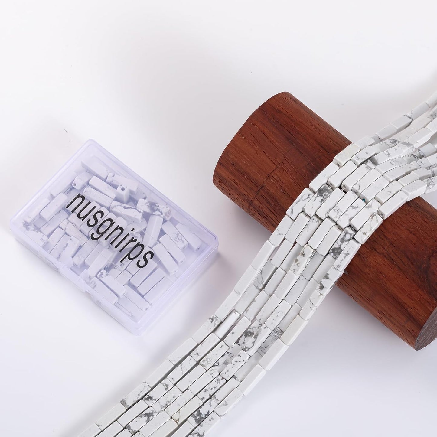 Natural White Turquoise Rectangle Tube Beads 4x13mm 38cm/str Loose Semi Gemstone Stone Beads for Making Bracelets Necklace Earrings