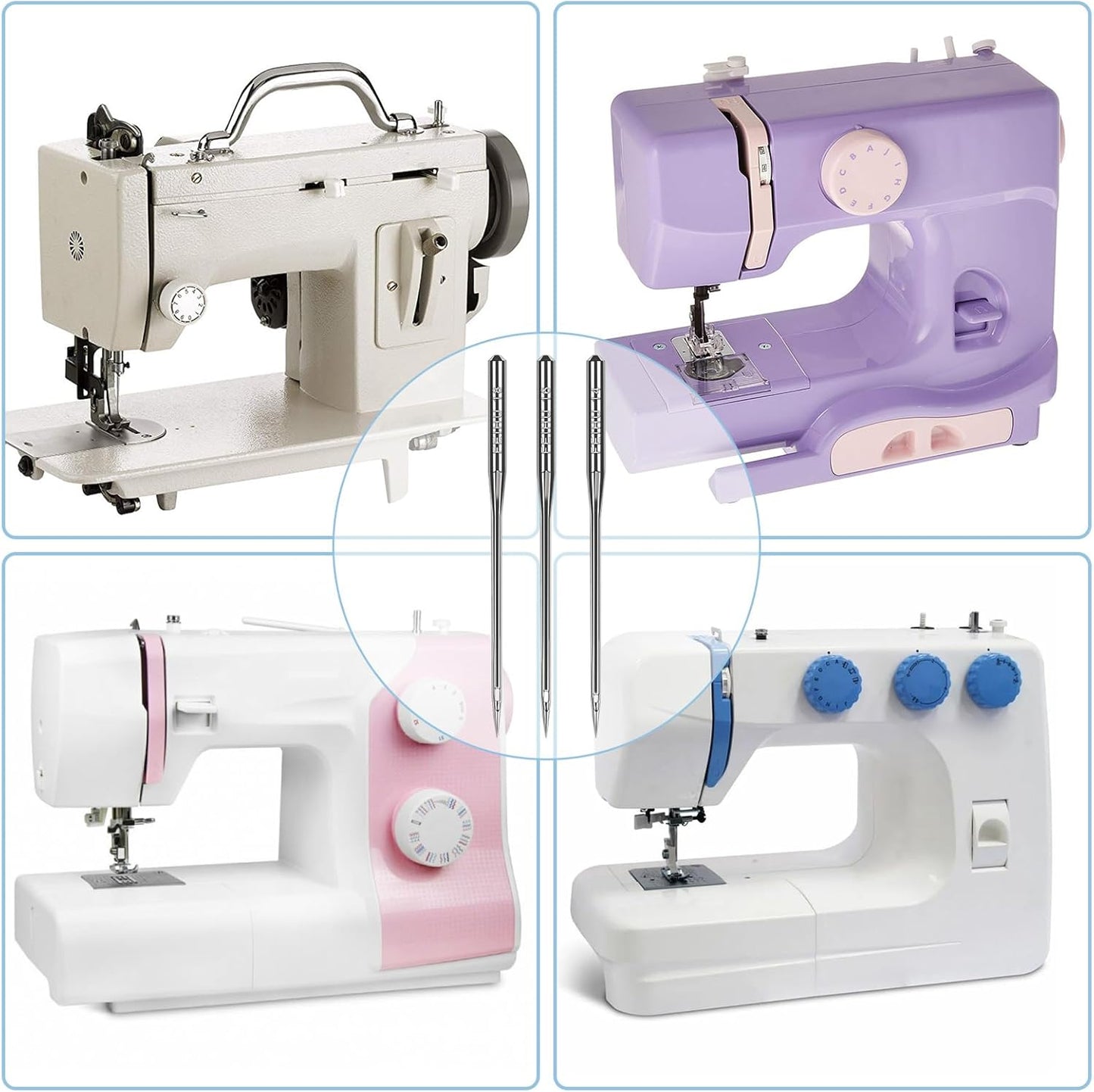 50PCS Universal Sewing Machine Needles - Sizes 80/12 90/14 100/16 Sewing Machine Needle for Fabric Canvas Leather Embroidery Jeans