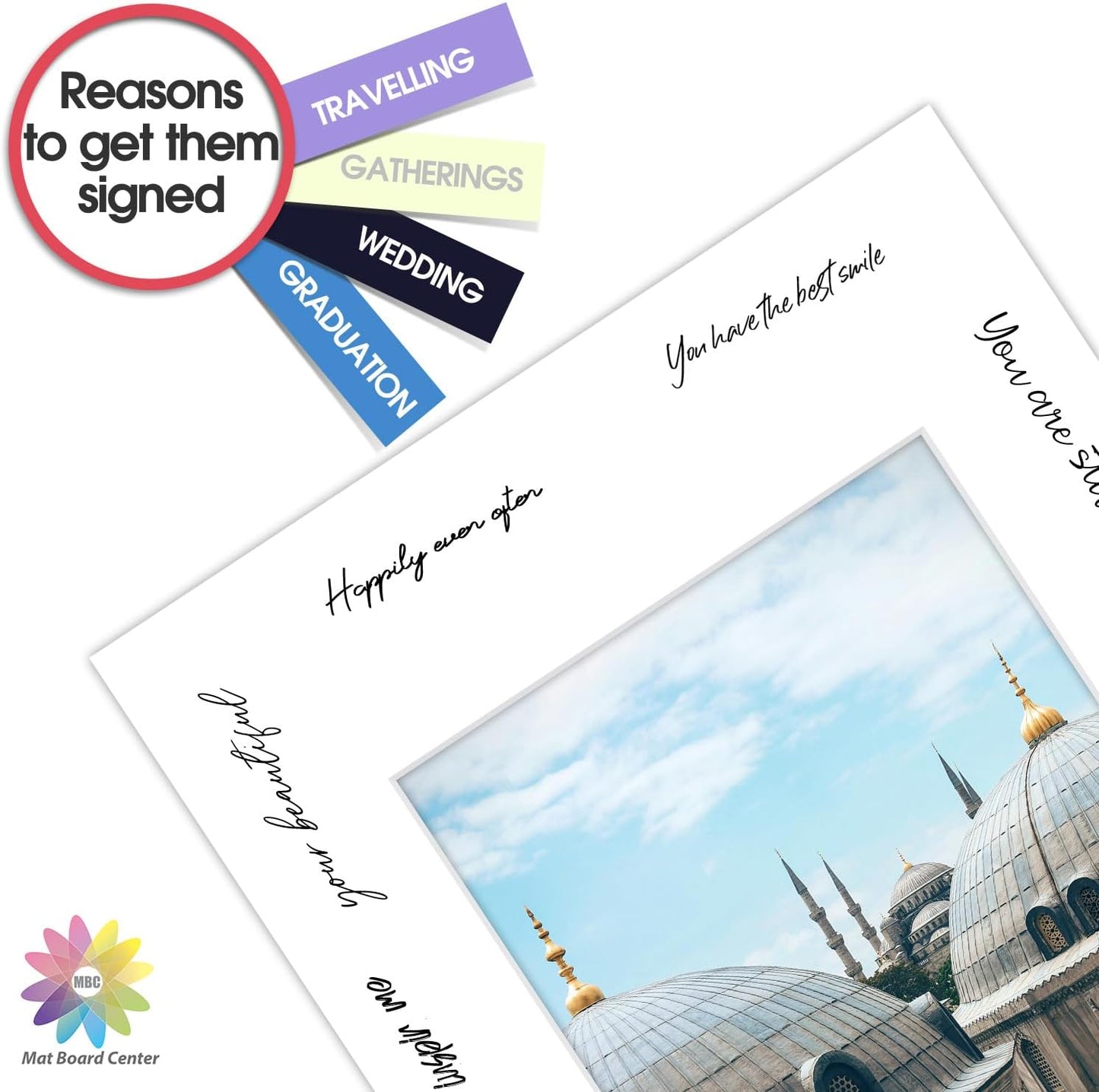 MBC Mat Board Center, 10 Pack 12x16 for 8x10 White Picture Mats Frame Mattes, Bevel Cut, Acid Free, 4-ply Thickness