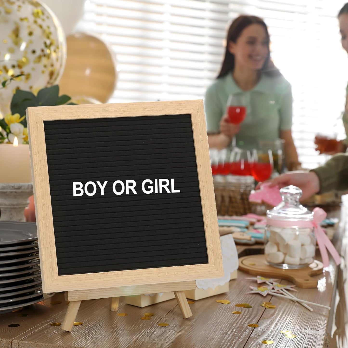 PATIKIL Felt Letter Board, 10x10Inches Black Wooden Changeable Message Board with Storage Bag Stand for Kitchen Menu Classroom Farmhouse Decor Notes, White Letter