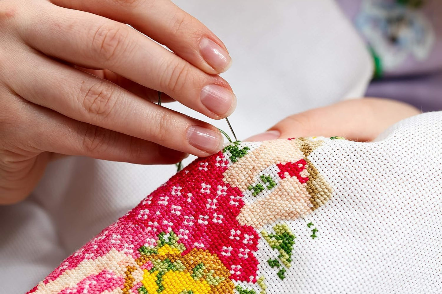 Maydiyer Cross Stitch Kits 14CT Counted Full Range of Embroidery Starter Kits for Beginners DIY Embroidery Kit for Girls-Two Wolves 17.3×20 inch