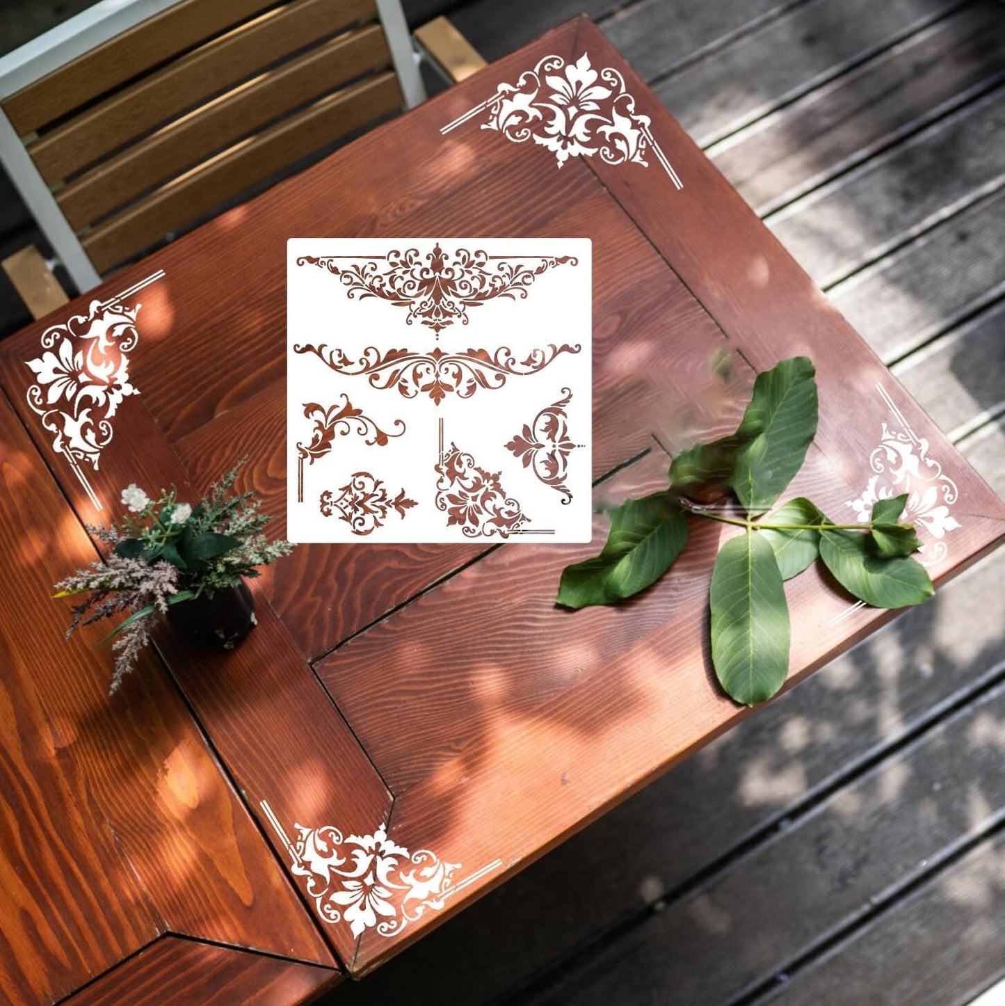 Damask Stencils for Walls 12inch Damask Stencil Large Texture Stencils Mixed Medium Layering Templates for Painting on Wood Furniture Canvas Paper Fabric