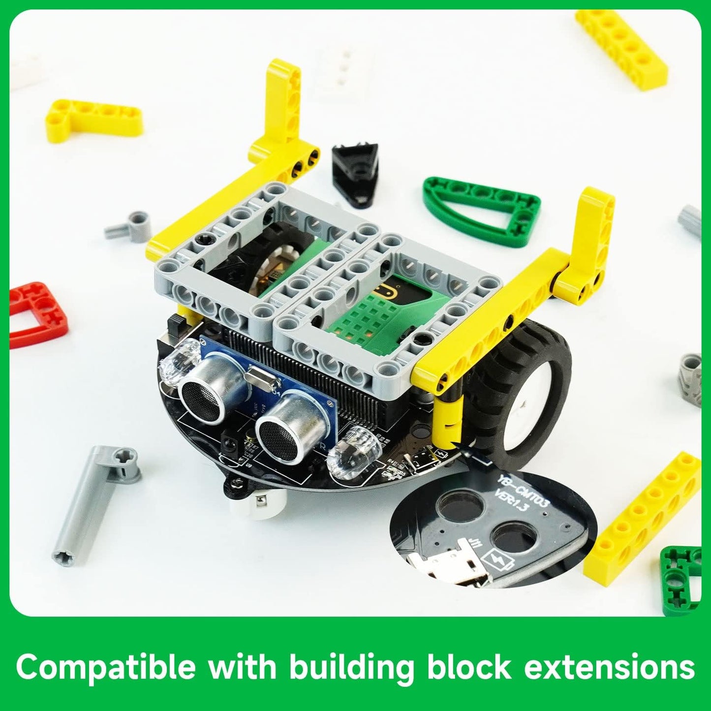 Yahboom Micro:bit DIY Coding Science Building Kit Smart Toys Car Robotic Kit Learning Educational STEM Projects for Kids Ages 8-12(Without Microbit)