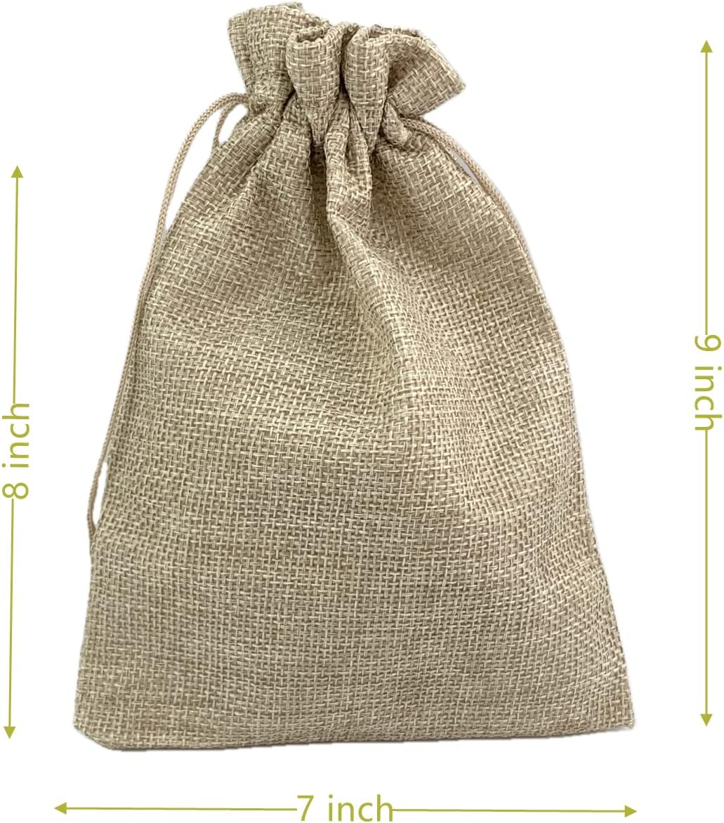 Palmhomee Pack of 20 Burlap Gift Bags with Drawstring Linen Jewelry Pouches Wedding Hessian Jute Bags for Birthday Jewelry and Treat Pouches Party Wedding Favors Gift Art and DIY Craft (7x9 Inch, Mixed Colors)
