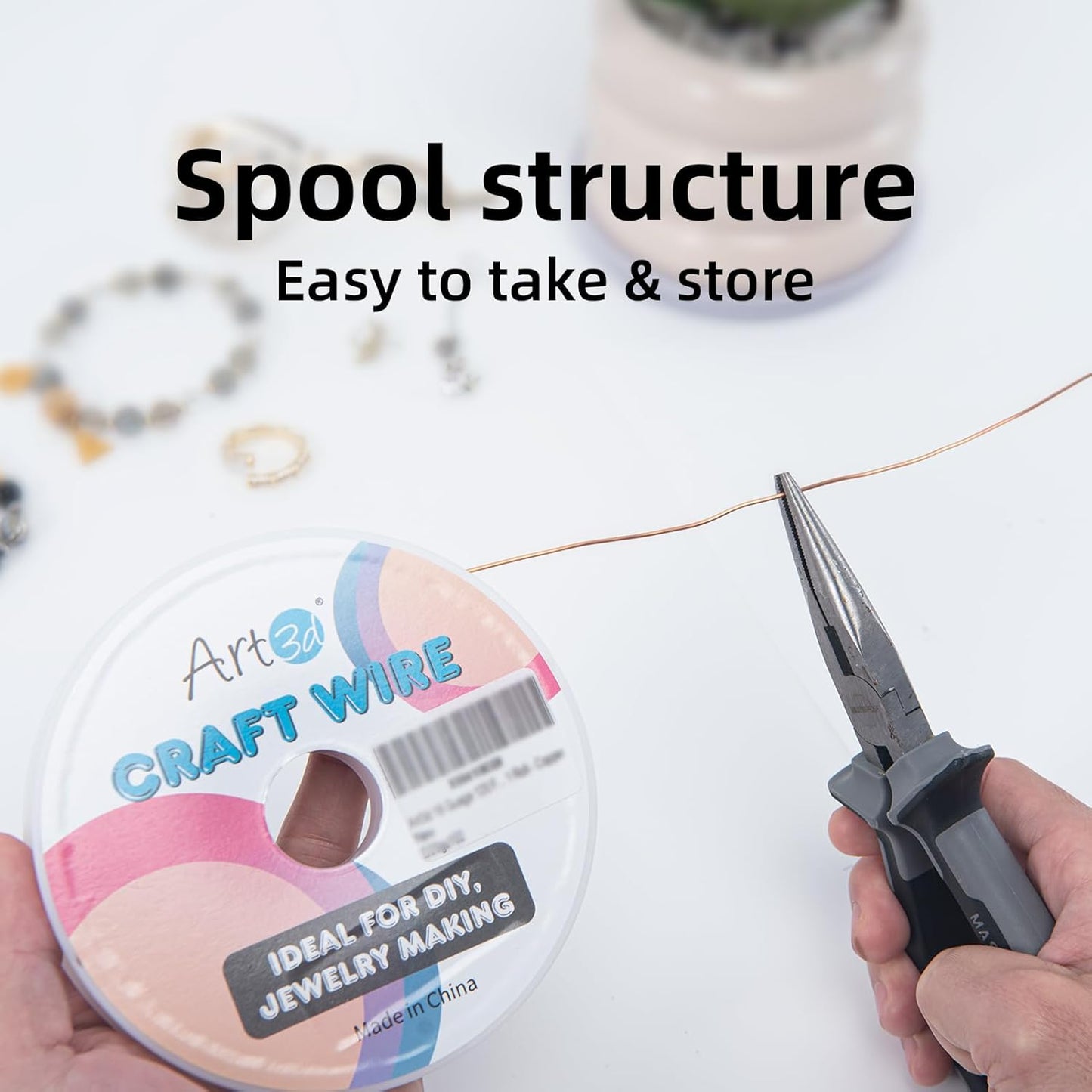 Art3d 18 Guage 120 FT Craft Wire for Jewelry Making, Beading, Sculpting, Gardening, DIY Project, Ornaments, 1 Roll - Copper