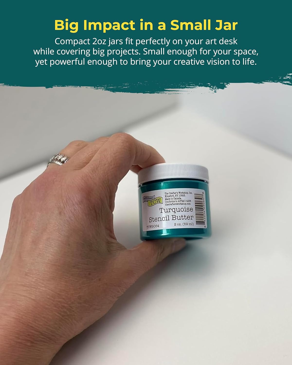 The Crafter's Workshop Stencil Butter - Caribbean Sea Acrylic Paint Set - Boutique Metallic Texture Paste for Art, Canvas, Journals, & Cards - 4 x 2oz Jars