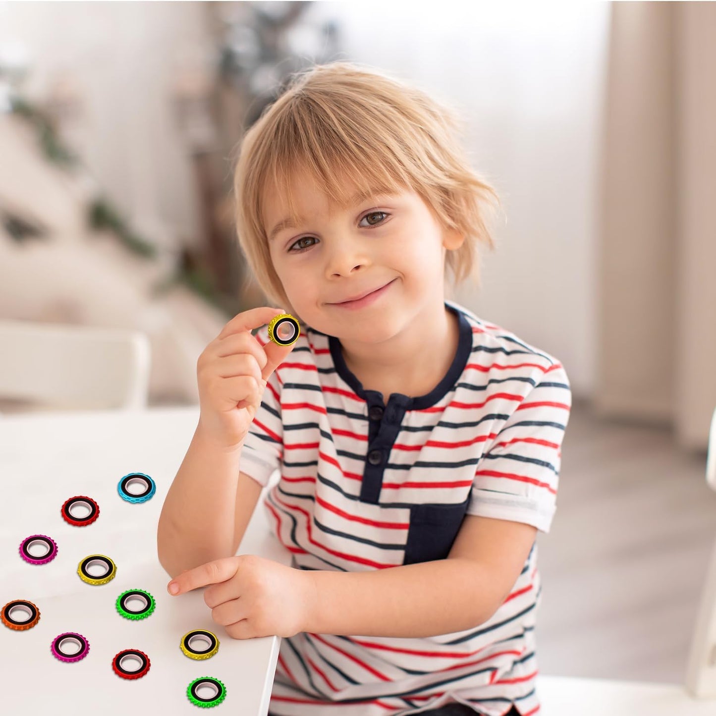 Fidget Toys Sensory Ring for Kids, Finger Spinner Rings Quiet Finger Spinne Fun Fidgets for Student Classroom Prize Stocking Stuffers (24PCS)