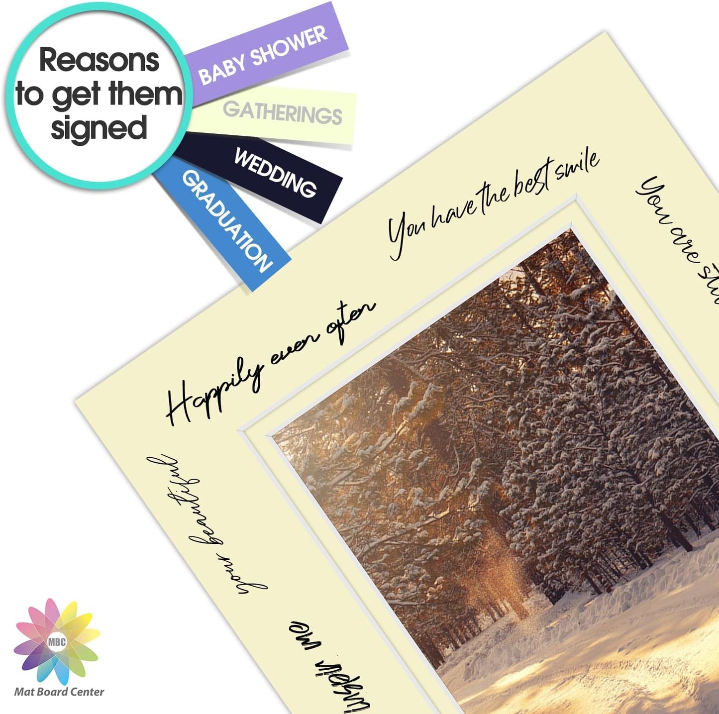 Mat Board Center, Double Mat - Acid Free, 8-ply Thickness, White Core - for Pictures, Photos, Framing (Ivory Over Ivory, 8x10 for 5x7, Pack of 5)