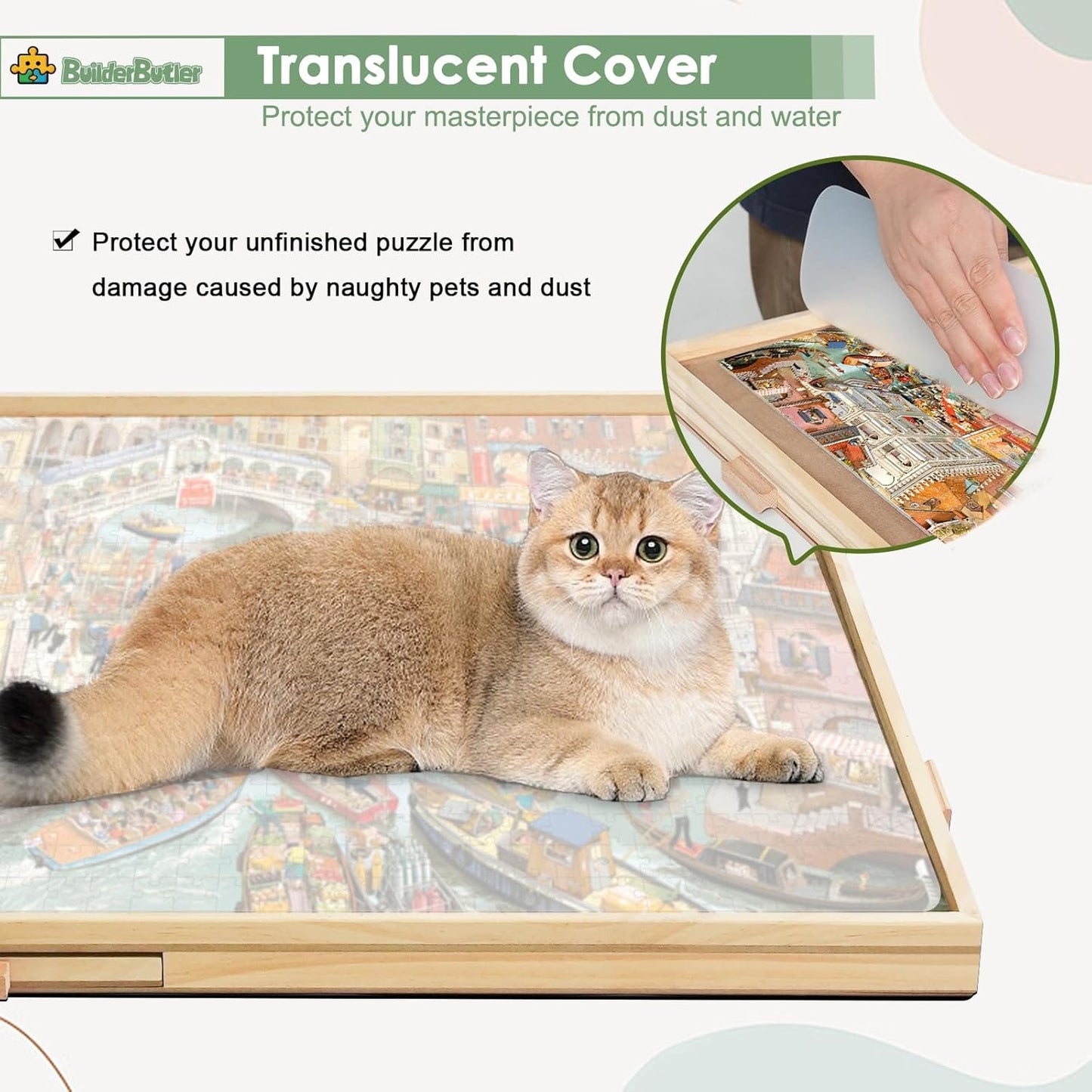 1000 Pieces Rotating Puzzle Board with 6 Drawers,30.16"x22.44" Portable Wooden Jigsaw Puzzle Table with Lazy Susan Spinning Cover