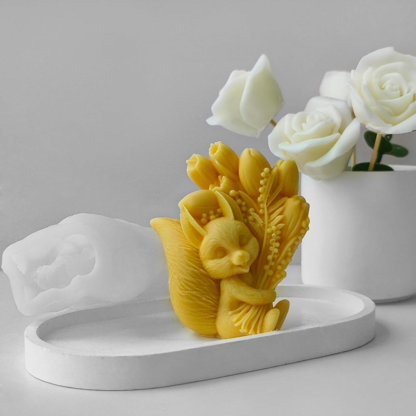 Squirrel Tulip Candle Resin Mold - Resin Casting Silicone Molds for Home Decor & Candle Making Wave Spiral Mold