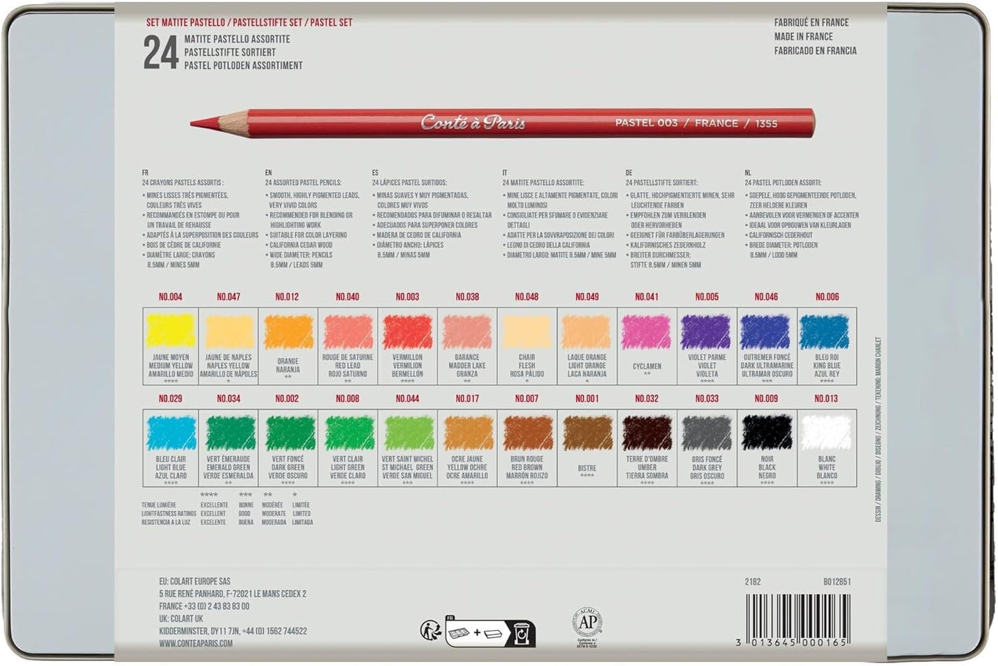 Conté à Paris Pastel Pencils with 24 Assorted Colors