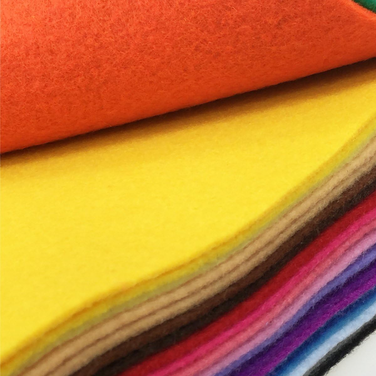 flic-flac 28pcs 12 x 8 inches (30cmx20cm) 1.4mm Thick Soft Felt Fabric Sheet Assorted Color Felt Pack DIY Craft Sewing Squares Nonwoven Patchwork