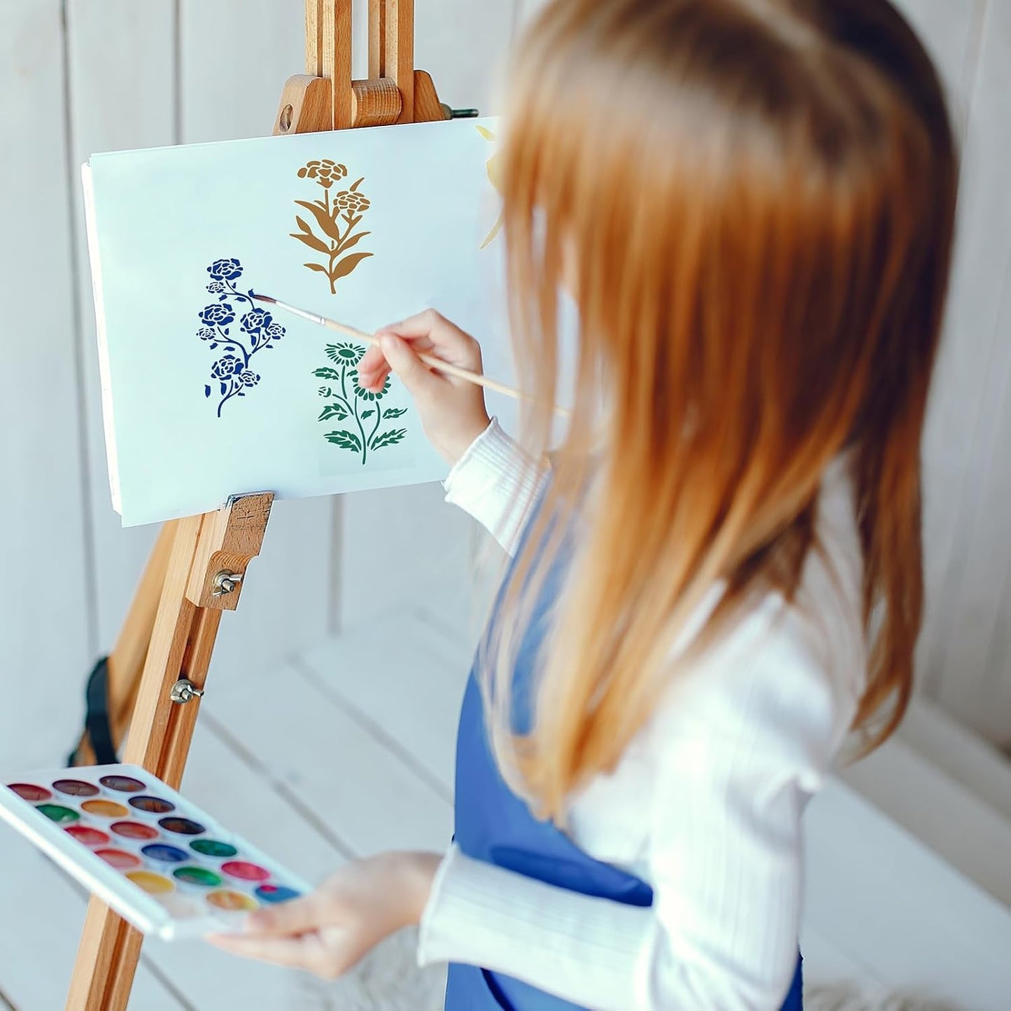 Flower Stencils for Painting Reusable 24PCS Wall Stencil for Crafts Leaf Stencils Templates for DIY Home Decor Art Projects