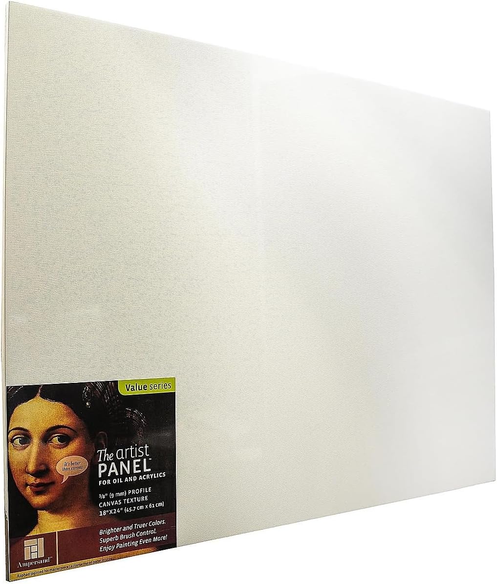 Ampersand Art Supply Wood Gesso Art Painting Panel: Canvas Texture, 3/8 Inch Depth, 18" x 24"