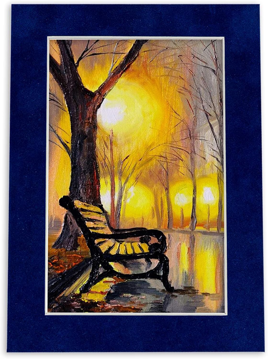 8x10 Mat Bevel Cut for 5x8 Photos - Acid Free Brooke Blue Suede Precut Matboard With Backing Board and Crystal Clear, Self Seal Photo Mat Bag - For Pictures, Photos, Framing - 4-ply Thickness