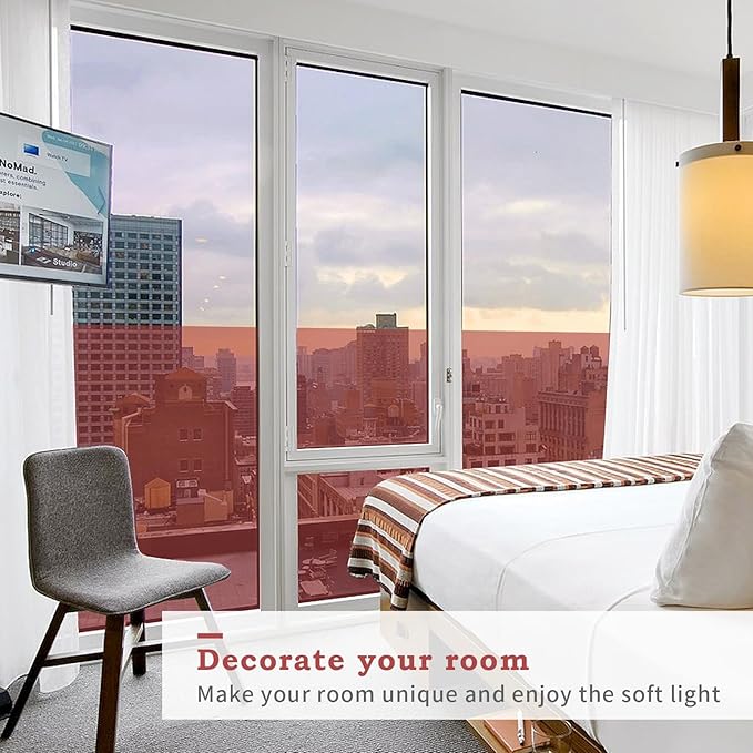 Filmgoo Window Privacy Film One Way Daytime Mirror Tint Treatments UV Heat Control Vinyl Stickers Sun Block Glass Paper Door Covering Reflective (Red Silver, 35.4 Inch x 6.5 Feet)