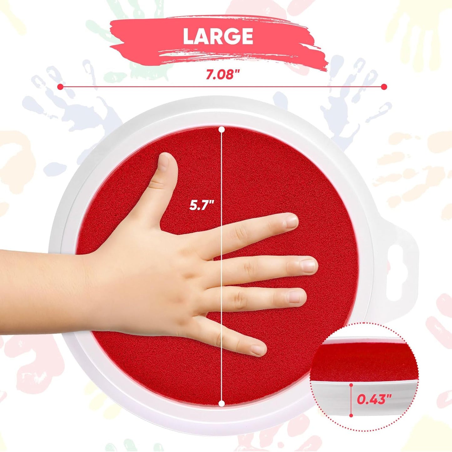 Lorzon 8 Colors Washable Stamp Pads for Kids, 7" Large Round Craft Ink Pads for Rubber Stamps Finger Painting Card Making (Pack of 8)